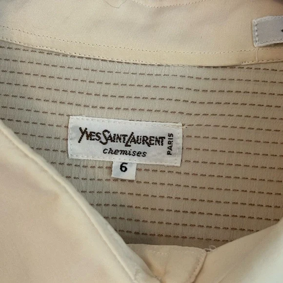 Yves Saint Laurent vintage silk button down blouse shirt cream pinstripe size L - Picture 5 of 8
